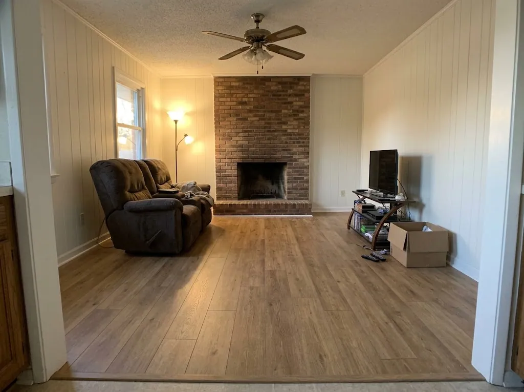 Wood-look laminate flooring installed in a Hampton Roads home