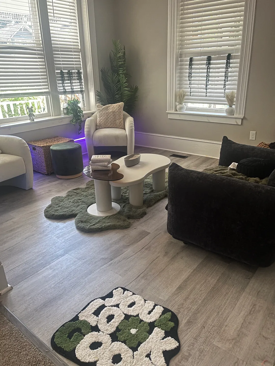 Before: the failed gray LVP in the same room