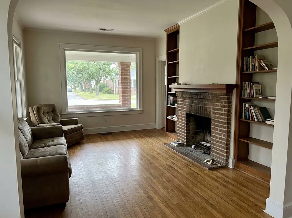 Refinished oak floors in a 1920s Hampton, VA bungalow