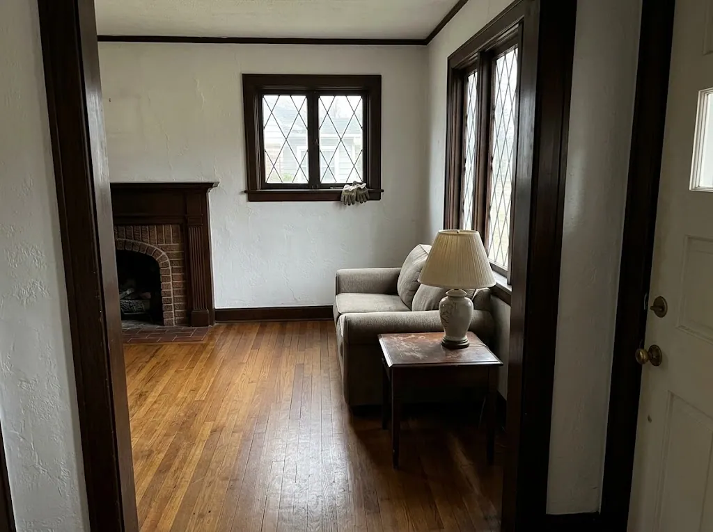 Refinished oak floors in a 1920s Hilton Village cottage in Newport News, VA